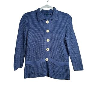 Vintage Boden waffle knit cardigan girls size 14 Blue
